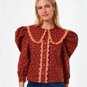 CeliaB Rust Denali puff sleeve Blouse